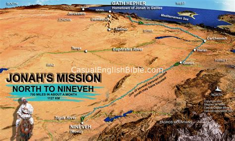 Bible Map Of Jonahs Journey To Nineveh Casual English Bible
