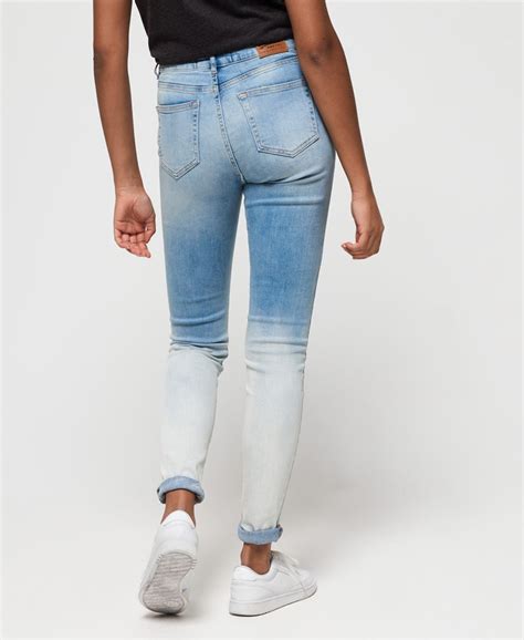 dames sophia skinny jeans met hoge taille blauw superdry nl