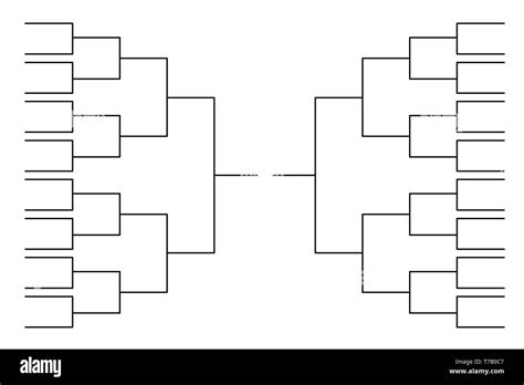 Simple Black Tournament Bracket Template For 32 Teams Isolated On White
