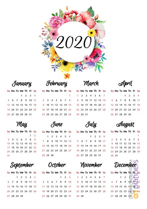 Template For Calendars With Flowers Calendar Template Printable