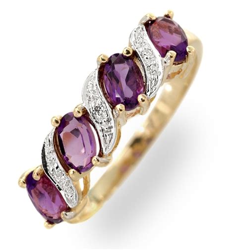 Amethyst 074ct And Diamond 9k Gold Ring Best Rings