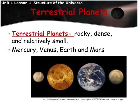 Terrestrial planets are also called telluric planets or rocky planets. these planets have to consist of a majority of silicate rocks or metals. PPT - Unit 1 The Universe PowerPoint Presentation - ID:1926063