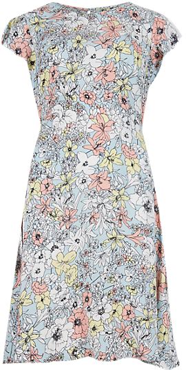 Marks And Spencer Mands Collection Petite Floral Crêpe Fit And Flare Tea