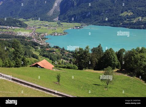 Village Brienz And Turquoise Lake Brienz Switzerland Stock Photo Alamy