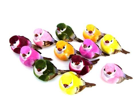 Craft Bird Miniature Multi Color Birds Set Of 12 Art And Crafts Etsy