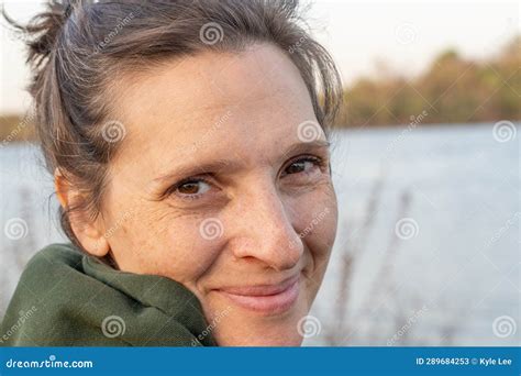 51 year old woman in a green hoodie stock image image of confidence vitality 289684253