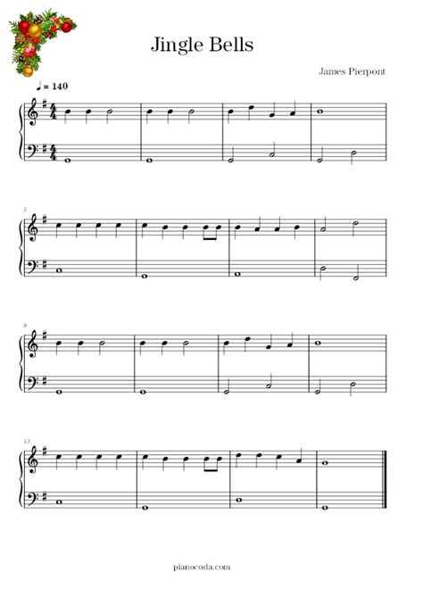 Jingle Bells Easy And Intermediate Piano Sheet Music