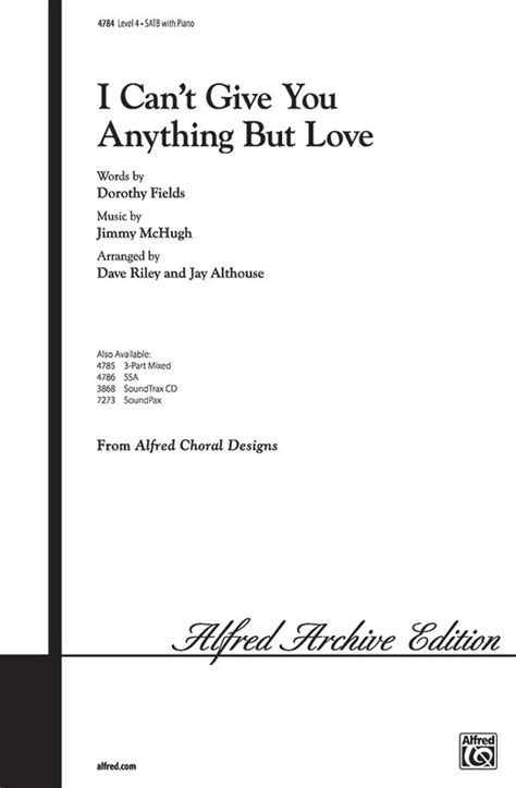 I Cant Give You Anything But Love Satb Choral Octavo Sheet Music