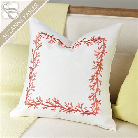 Suzanne Kasler Embroidered Coral Reef 13oz Linen Pillow Ballard Designs