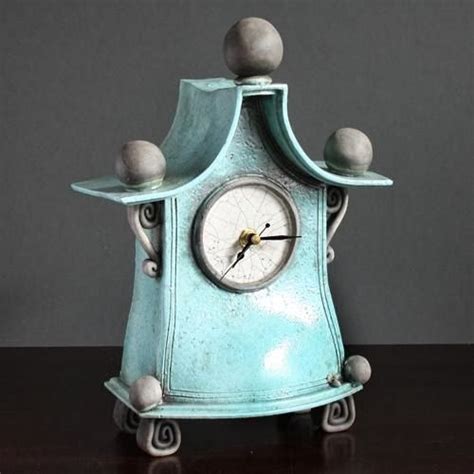 Quirky Ceramic Mantel Clock By Ian Roberts Pottery Handmade Wall