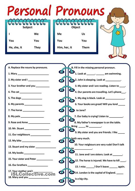 Personal Pronouns Worksheets Pdf With Answers Incognosis