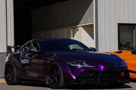 Toyota Supra In A Kpmf Purple Black Iridescent Wrap 5856x3903 The