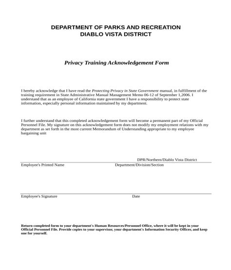 Training Acknowledgement Form Template For Employee Manual Riset