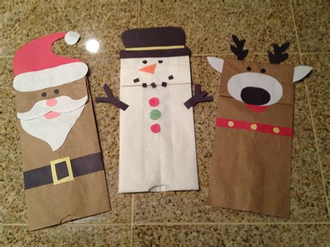 Christmas Craft Paper Bag Hand Puppets Easy And Cheap Construction