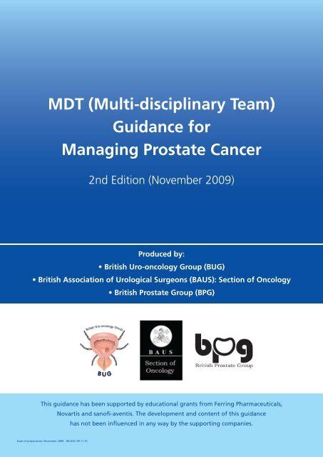 Mdt Multi Disciplinary Team Guidance For Managing Prostate Cancer
