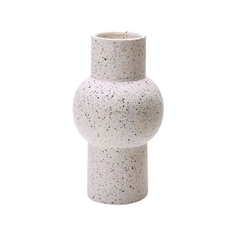 Vaso Decorativo Cilíndrico Em Cerâmica Branco 24x11 Cm Indo Decorar