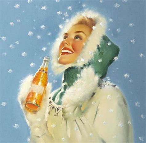 Sale Winter Time Holiday Christmas Pinup Runci 1950 S Soda Pop Pin Up Nesbitt S Orange Ad