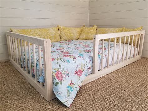 These diy plans are fun hobby projects for. Montessori Floor Bed With Rails FULL Size in 2020 ...
