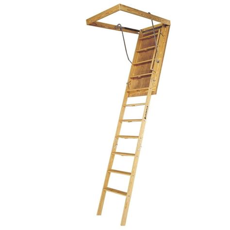 Louisville Big Boy 7 Ft To 8 Ft Capacity Wood Folding Attic Ladder At