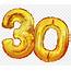 Number 30 Thirty Made Of Golden Inflatable Balloons Isolated On 