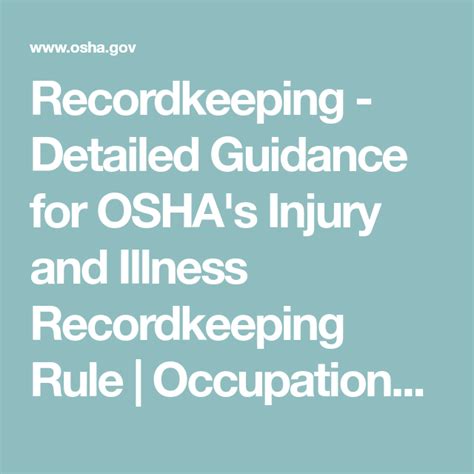 The Text Reads Record Keeping Detailed Guidance For Oshas Injury And