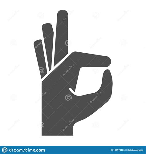 Gesture Okay Solid Icon Ok Hand Gesture Vector Illustration Isolated