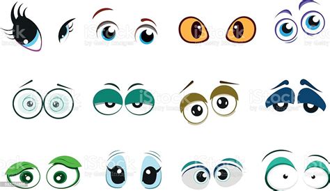 Set Of Cute Cartoon Eyes With Different Emotions Stock