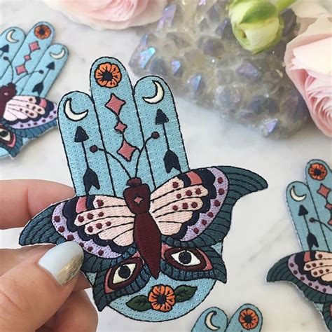 Night Butterfly Patch Iron On Embroidered Patches Moon Etsy