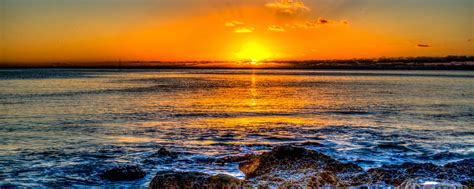 Download Wallpaper 2560x1024 Sunset Horizon Sea Surf Hawaii Ocean