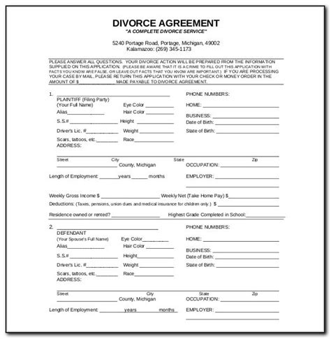 Printable Divorce Papers Free Michigan