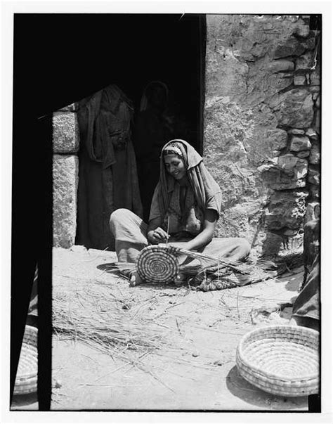 Woman Weaving Reed Baskets Mission Images Bedouin Tent Industry