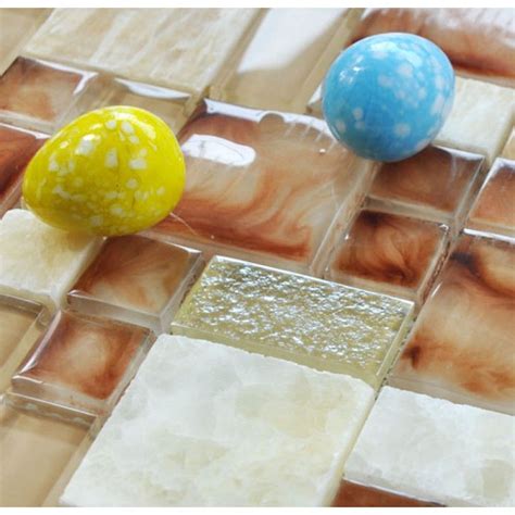Stone Glass Mosaic Tile Square Colors Pattern Washroom Wall Marble