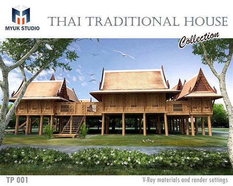 Wood Home Design As Thai Traditional House Asian Tropical Style 3d
