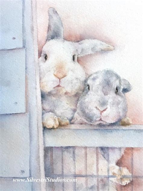 Bunny Cards Rabbit Cards Bunny Watercolor Animal Cards Etsy