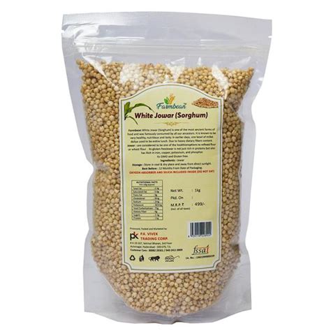 Farmbean Whole White Jowar Grains 1 Kg Sorghum Jonna Native Low Gi