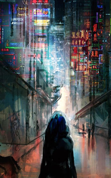 800x1280 Anime Cyberpunk Scifi City Lights Night Buildings Futuristic