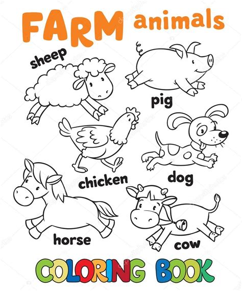 Coloring Book With Farm Animals — Stock Vector © Passengerz 71595821