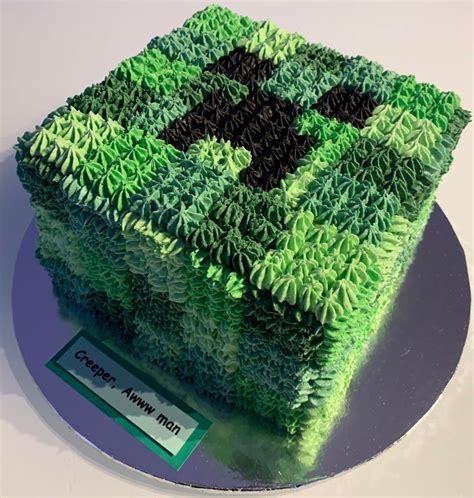 Reddit Baking Thought Id Share This Buttercream Creeper Head Cake I Made Oc Minecraft