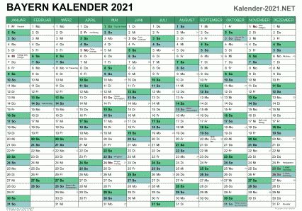 Kalender 2021 mit kalenderwochen und feiertagen in deutschland ▼. Kalender 2021 Bayern