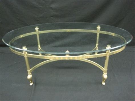 Are you looking for narrow coffee tables ethan allen ? Vintage Ethan Allen Brass Glass Bevelled Oval Coffee Table ...