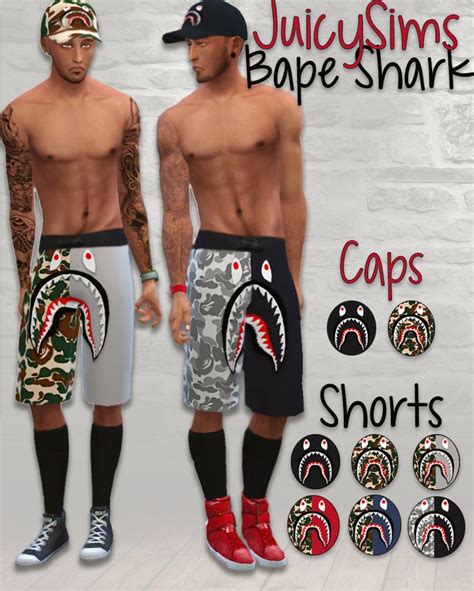 Sims 4 Cc Blog😇 — Juicysims Ts4 Bape Shark Shorts And Caps Caps In