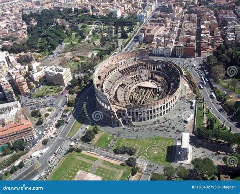 Colosseum Rome Arial View Stock Image Image Of Amphitheatre 195432795