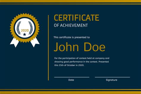Navy And Gold Clean Certificate Certificate Templates Certificate Of