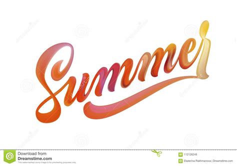 Summer Lettering Hand Drawn Calligraphy Brush Pen Text Postcard