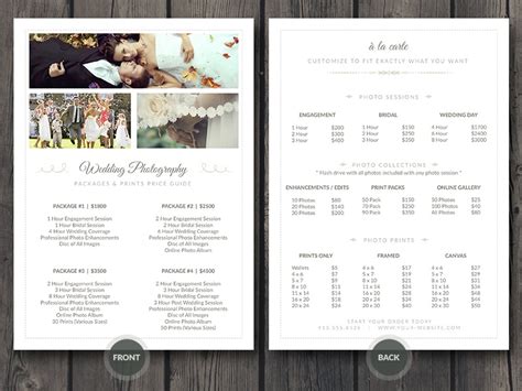 Wedding Photography Price List Template Free Printable Templates