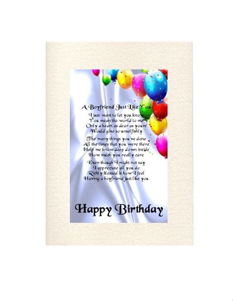 Personalised Birthday Card Happy Birthday A Boyfriend Poem