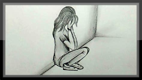 Cool Easy Drawings Pencil Drawing A Sad Girl Picture Easy Youtube