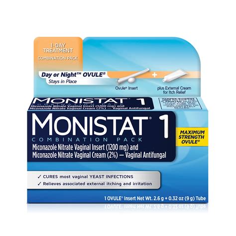 Monistat 1 Dose Yeast Infection Treatment 1 Ovule Insert And External Itch Cream