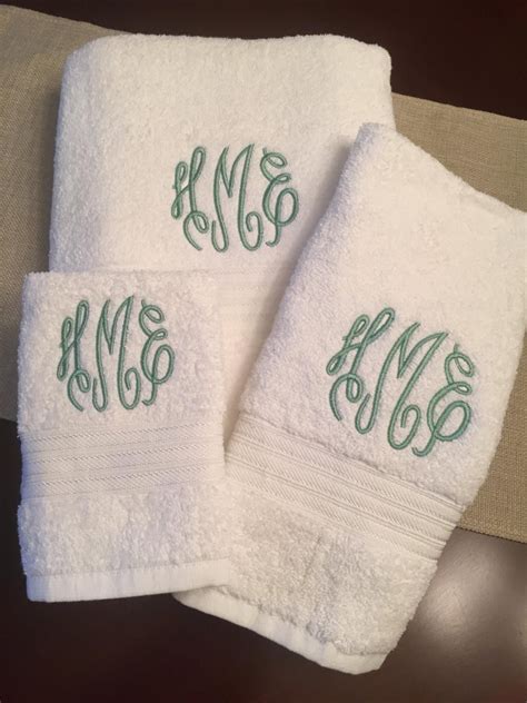 3 Pc Monogrammed Bath Towel Set Embroidered Bathroom Towels Etsy
