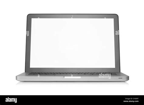 Laptop With Blank White Screen Isolated On White Background Stock